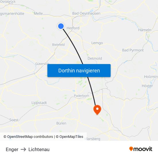 Enger to Lichtenau map