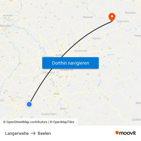 Langerwehe to Beelen map