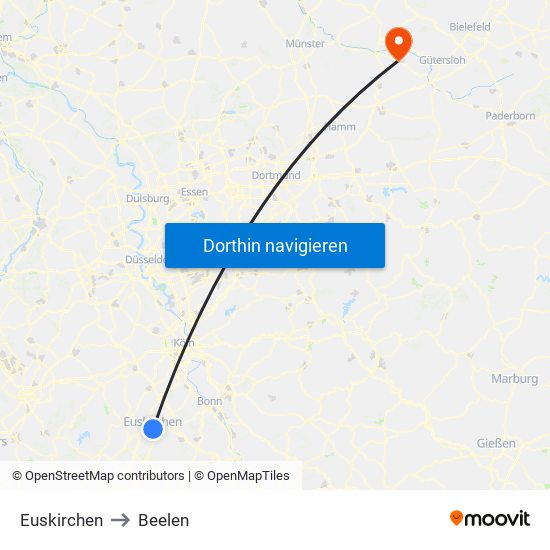 Euskirchen to Beelen map