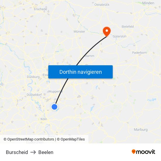 Burscheid to Beelen map