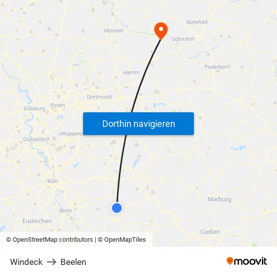 Windeck to Beelen map