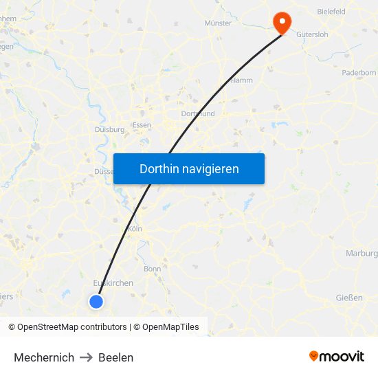 Mechernich to Beelen map