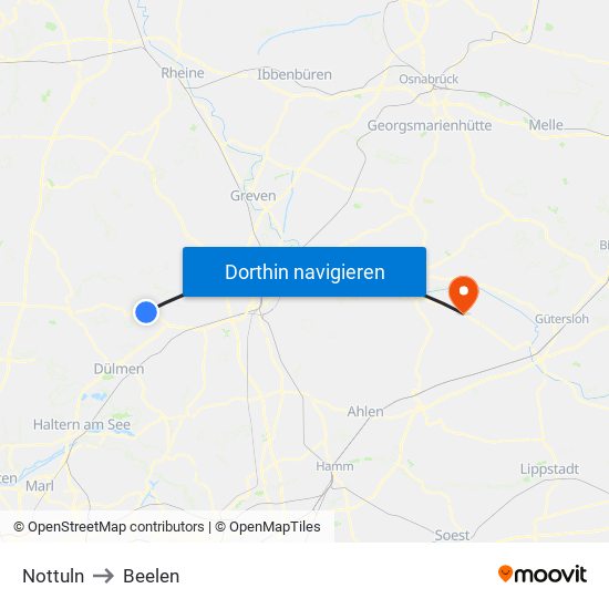 Nottuln to Beelen map