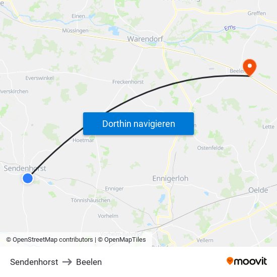 Sendenhorst to Beelen map