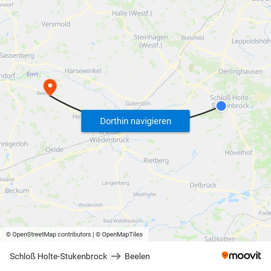 Schloß Holte-Stukenbrock to Beelen map