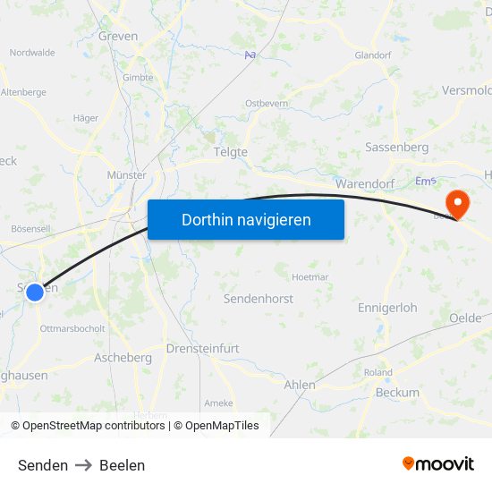 Senden to Beelen map