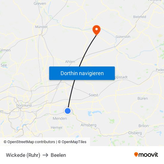 Wickede (Ruhr) to Beelen map
