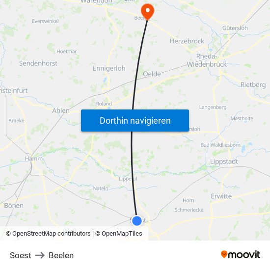 Soest to Beelen map