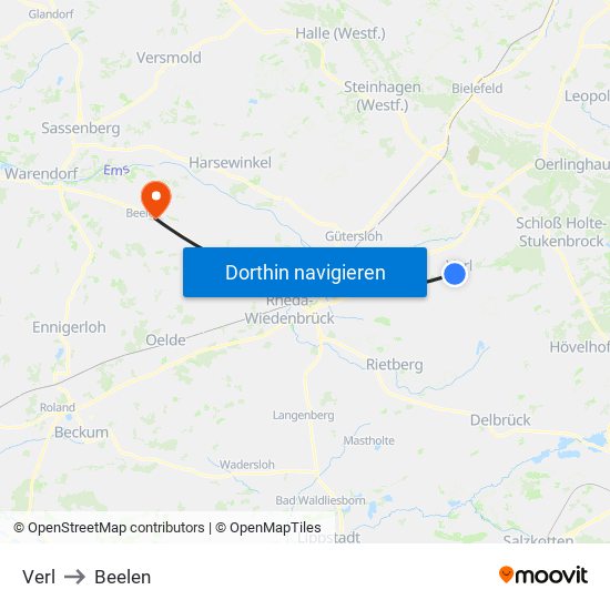 Verl to Beelen map