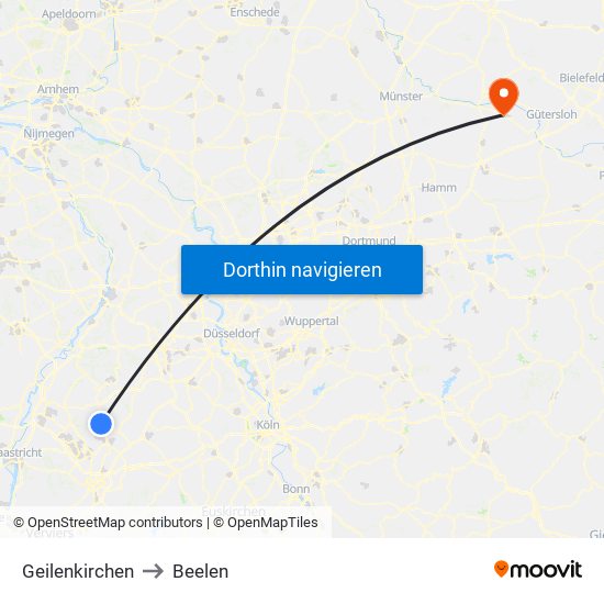 Geilenkirchen to Beelen map