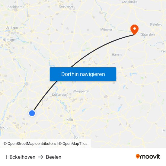 Hückelhoven to Beelen map