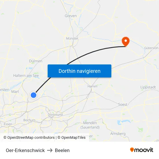 Oer-Erkenschwick to Beelen map