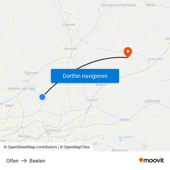 Olfen to Beelen map