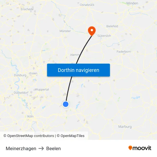 Meinerzhagen to Beelen map