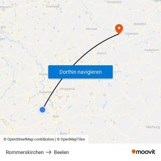 Rommerskirchen to Beelen map