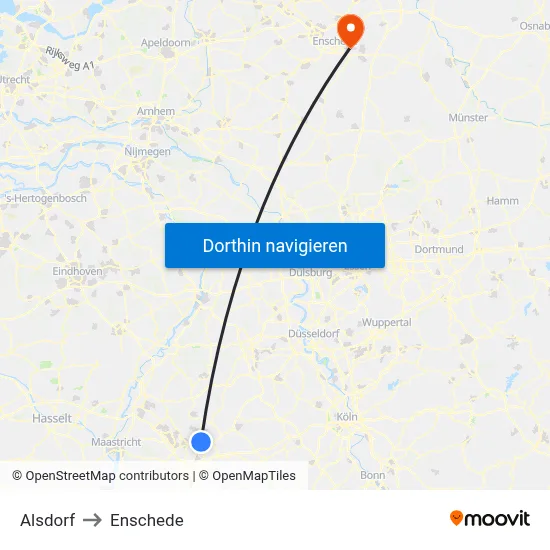 Alsdorf to Enschede map