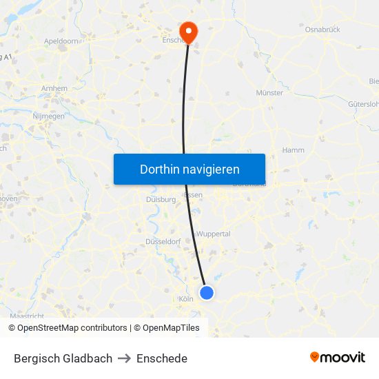 Bergisch Gladbach to Enschede map