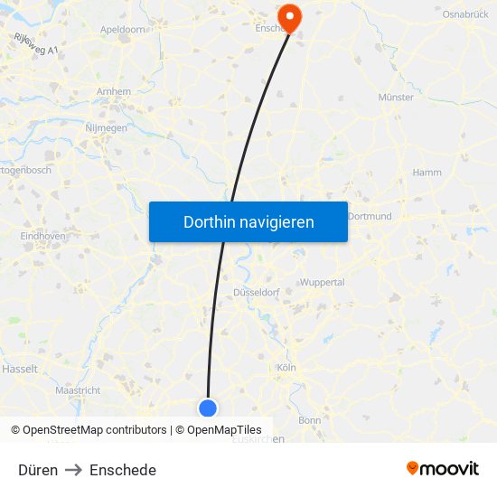 Düren to Enschede map