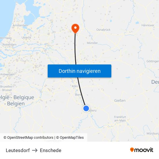 Leutesdorf to Enschede map