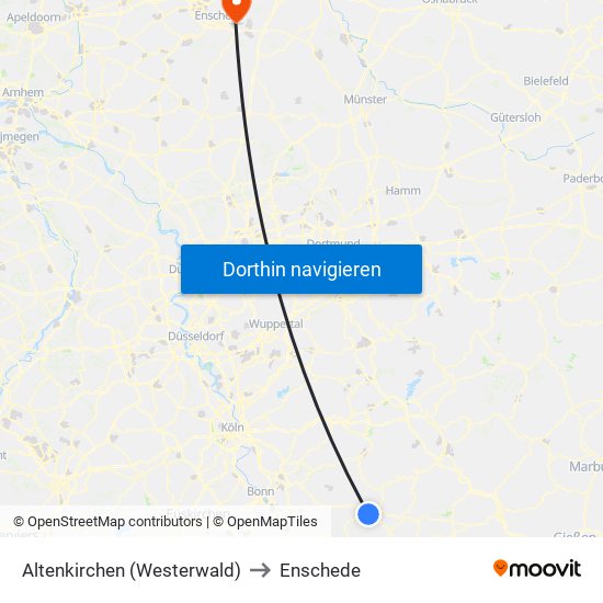 Altenkirchen (Westerwald) to Enschede map