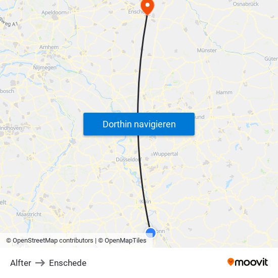 Alfter to Enschede map