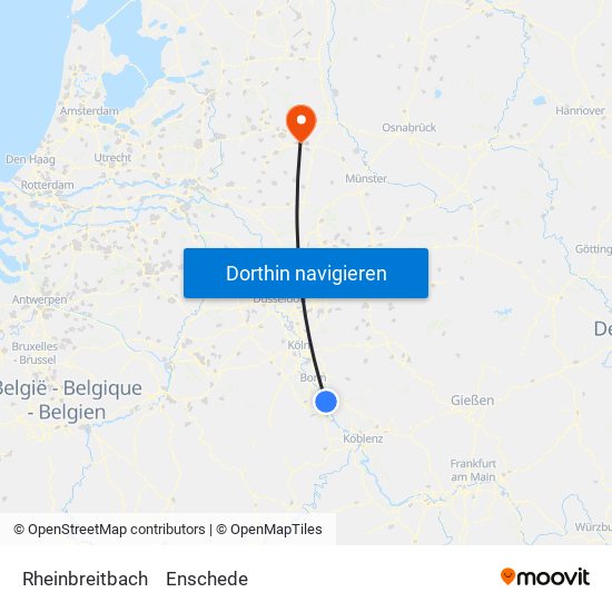 Rheinbreitbach to Enschede map