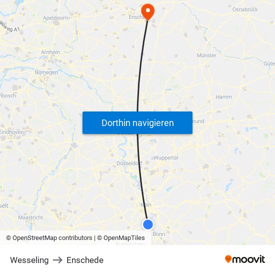 Wesseling to Enschede map