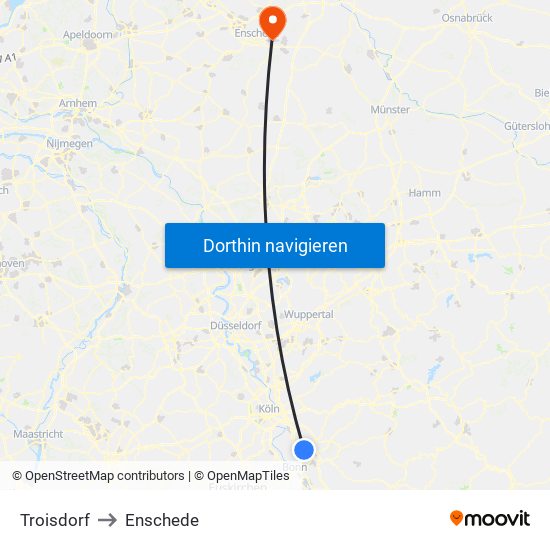 Troisdorf to Enschede map