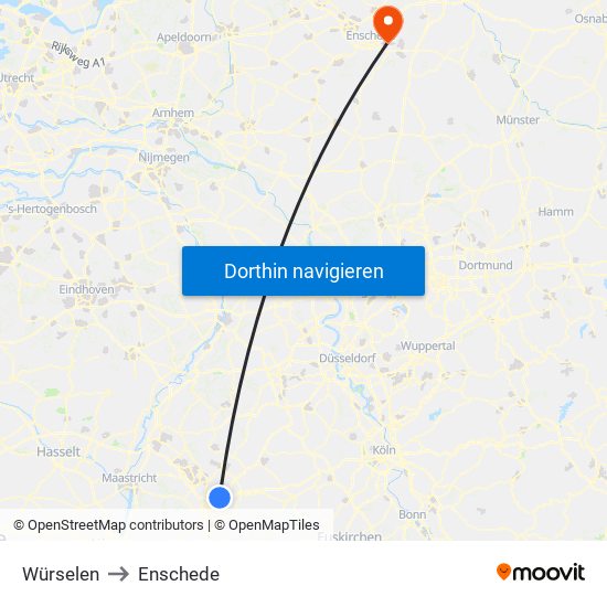 Würselen to Enschede map