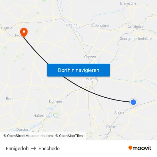 Ennigerloh to Enschede map