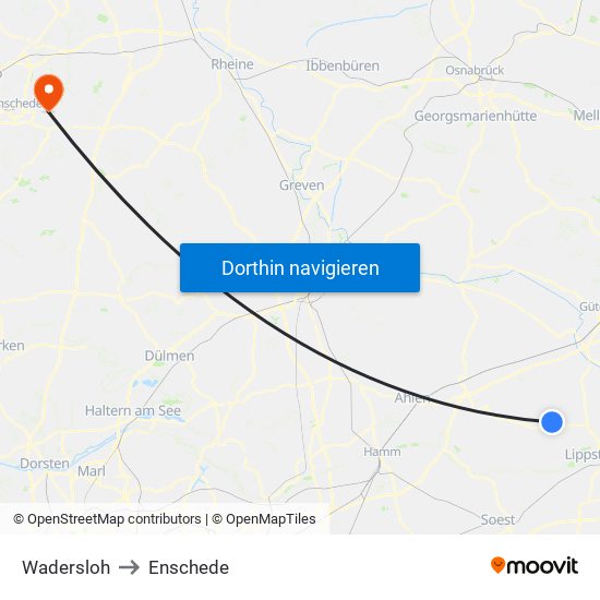 Wadersloh to Enschede map