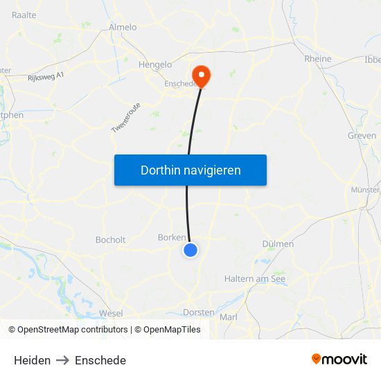 Heiden to Enschede map