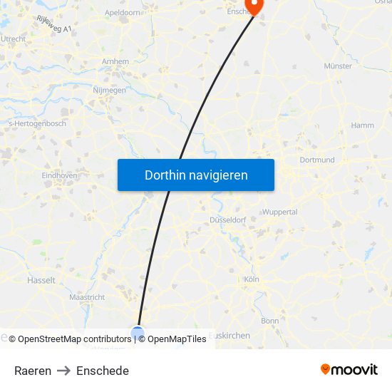 Raeren to Enschede map