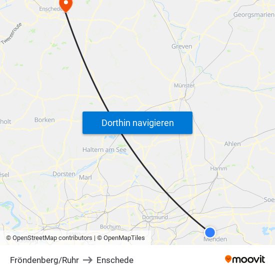 Fröndenberg/Ruhr to Enschede map