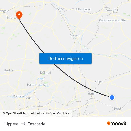 Lippetal to Enschede map