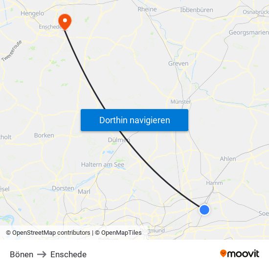 Bönen to Enschede map