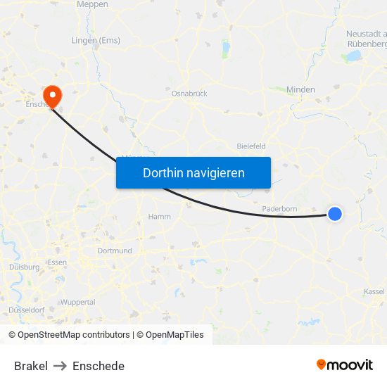Brakel to Enschede map