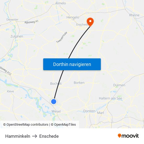 Hamminkeln to Enschede map