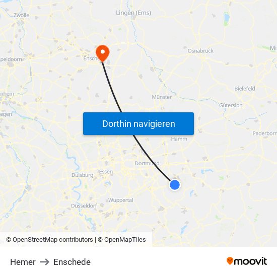 Hemer to Enschede map