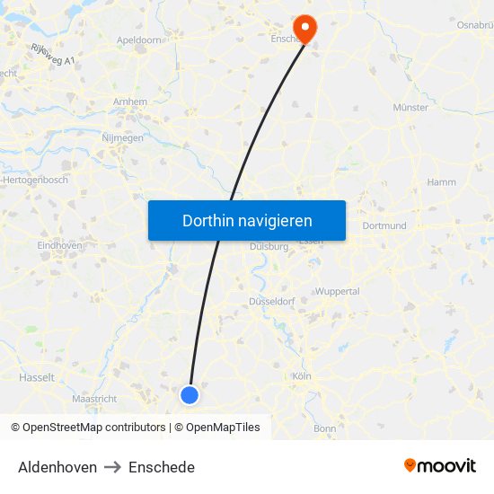 Aldenhoven to Enschede map