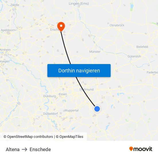 Altena to Enschede map