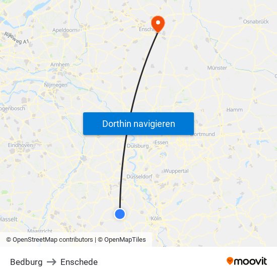 Bedburg to Enschede map