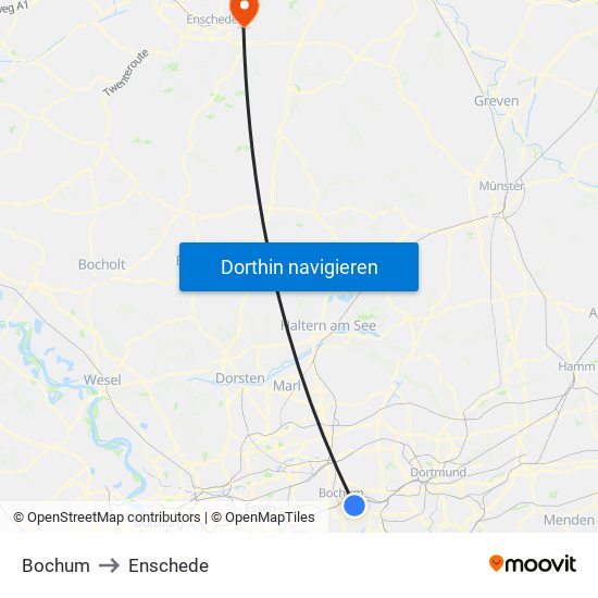Bochum to Enschede map