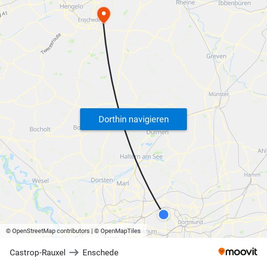 Castrop-Rauxel to Enschede map