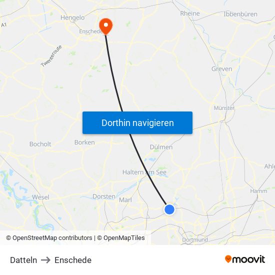 Datteln to Enschede map