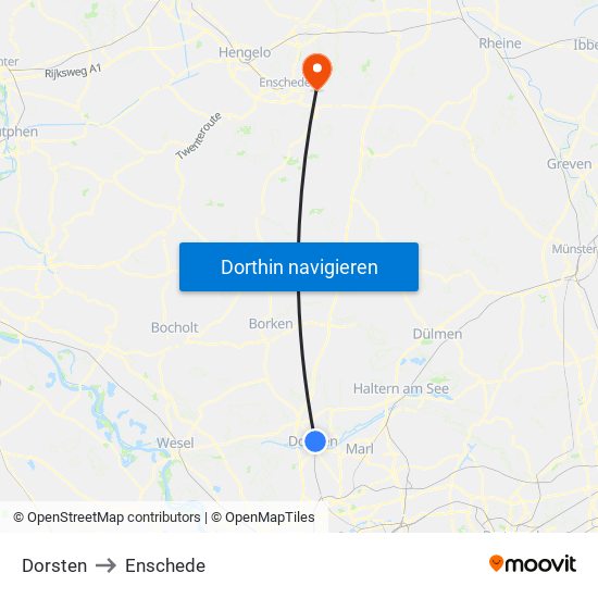 Dorsten to Enschede map