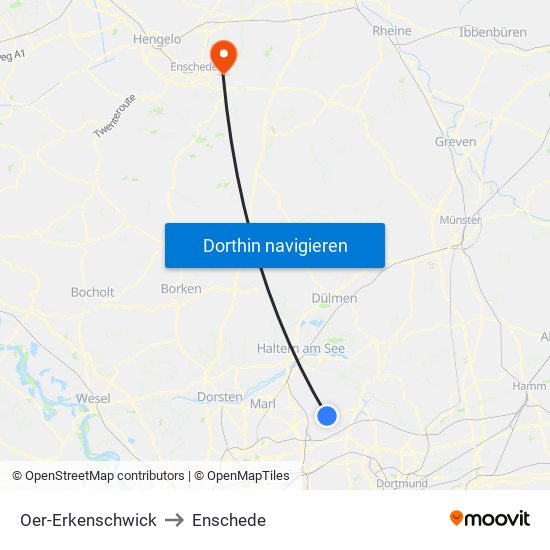Oer-Erkenschwick to Enschede map