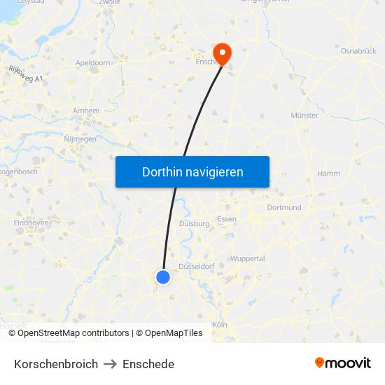 Korschenbroich to Enschede map