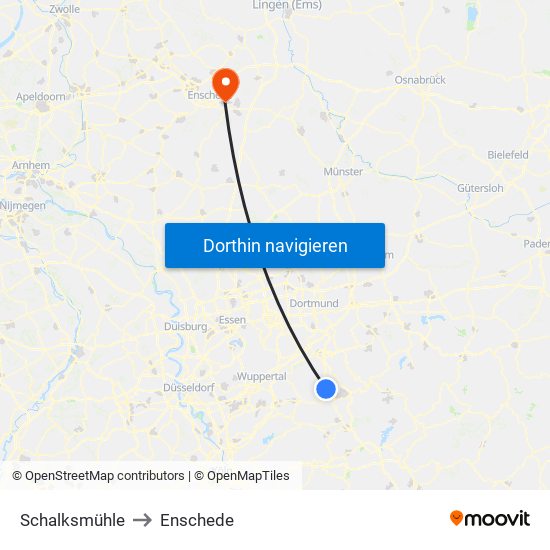 Schalksmühle to Enschede map