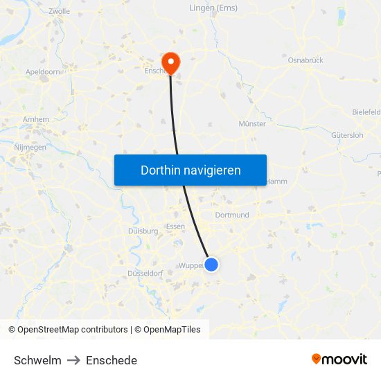 Schwelm to Enschede map